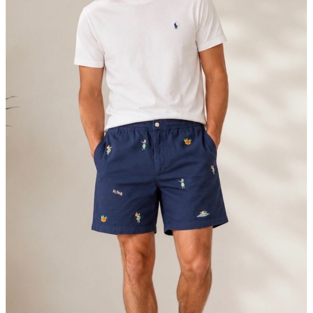 Polo Ralph Lauren Navy Aloha Hula Dancer Cotton Classic 6" Chino Shorts XL